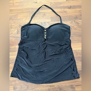 Swimsuits For All Black Tankini Top with Beaded Detail